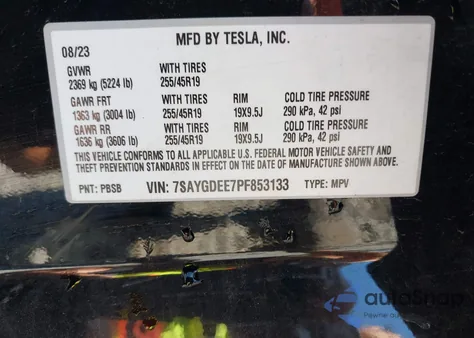 2023 Tesla Model Y Awd/Long Range Dual Motor All-Wheel Drive from USA, damaged, VIN 7SAYGDEE7PF853133